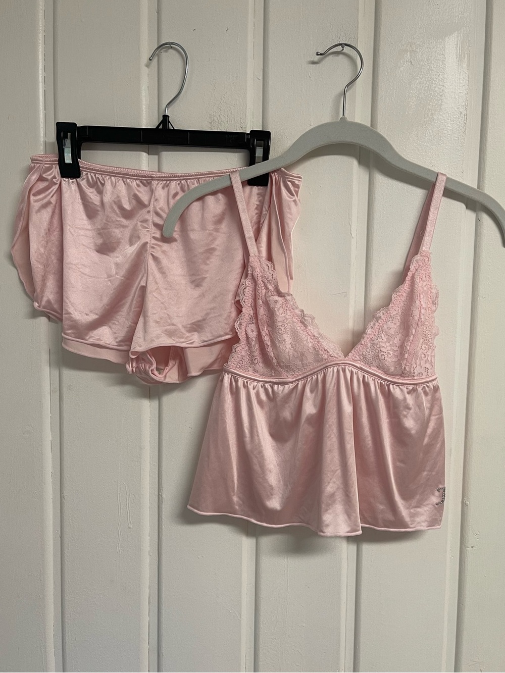 Juicy Couture Pink Satin Lace Cami & Shorts Pajama Set S